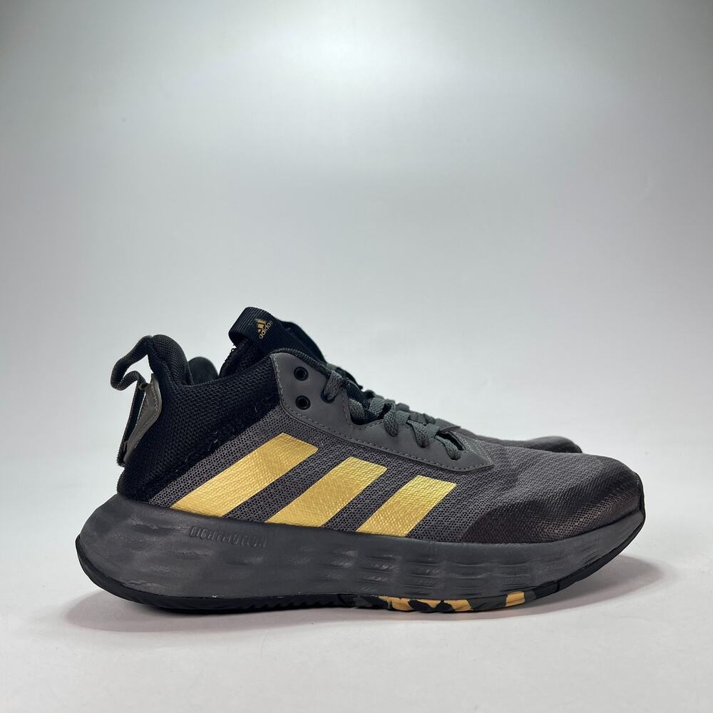 adidas OwnTheGame 2.0 Grey Gold Black Mid Basketball Shoe GZ3381 Youth Size 4.5